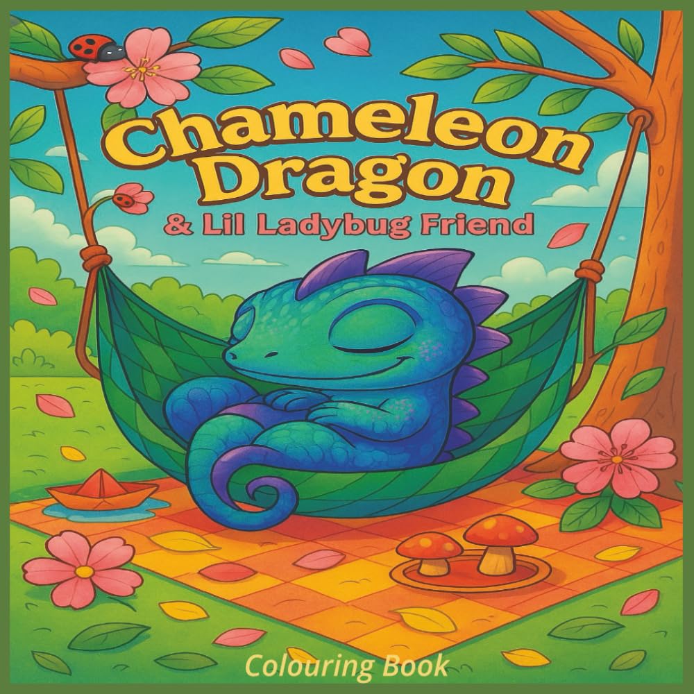 Chameleon Dragon & Lil Ladybug Friend: Colouring Book | All Ages | Cute Cozy Fun