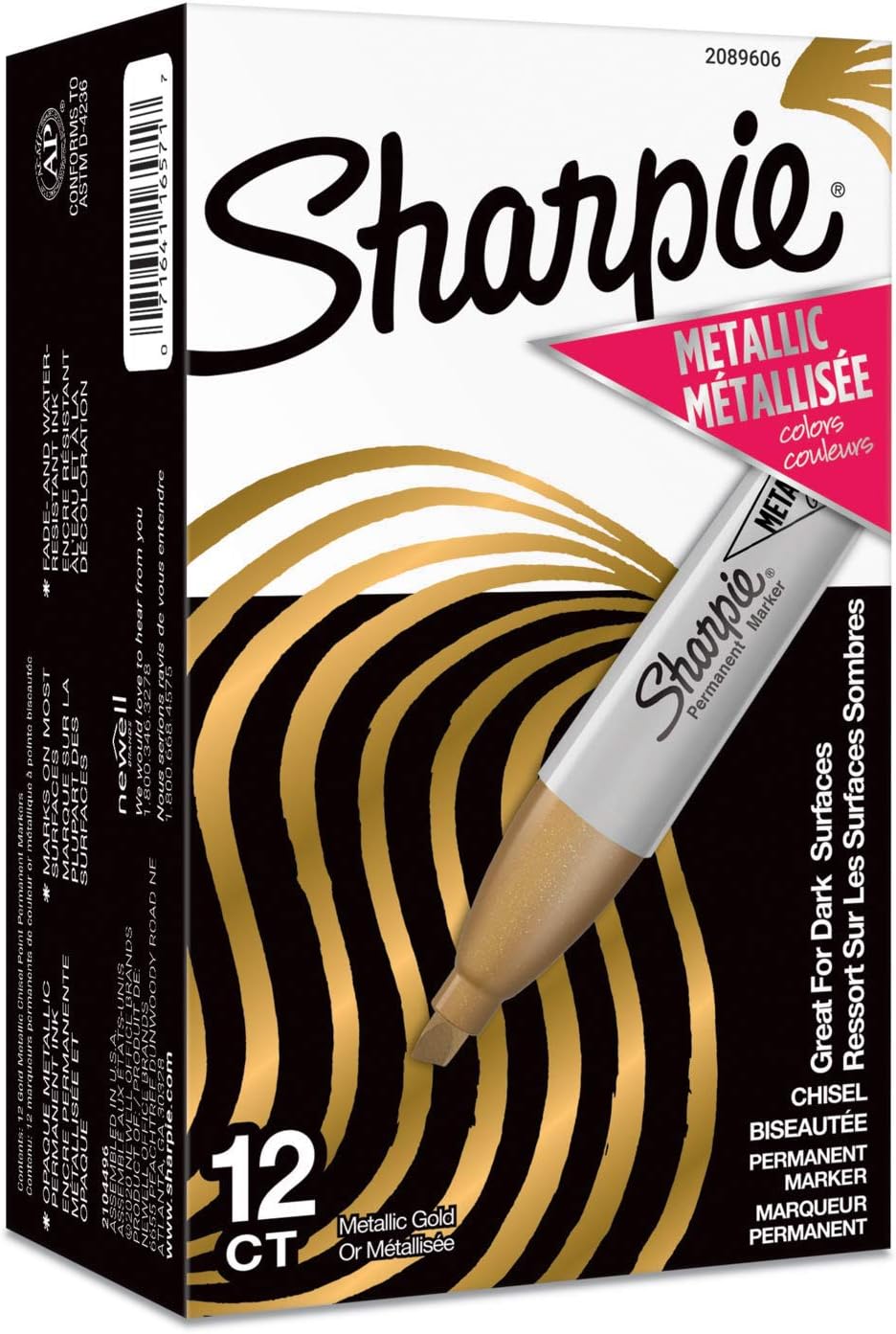 Sharpie Metallic Permanent Markers, Chisel Tip, Gold, 12 Count Amazon