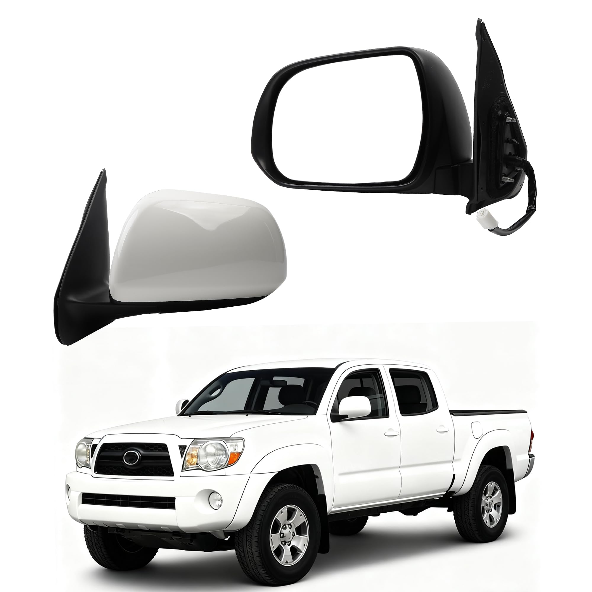 Dasbecan Left Side Mirror Compatible With 2005-11 Toyota Tacoma White 3pins