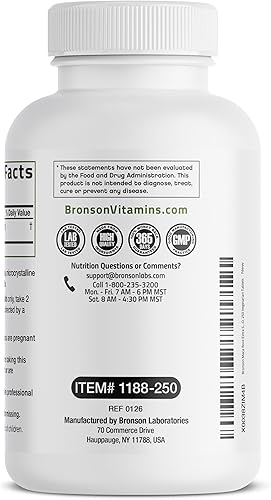 Miniatura 7 de Bronson Raíz de Maca Extra Lepidium Meyenii, sin OGM, 250 cápsulas vegetarianas