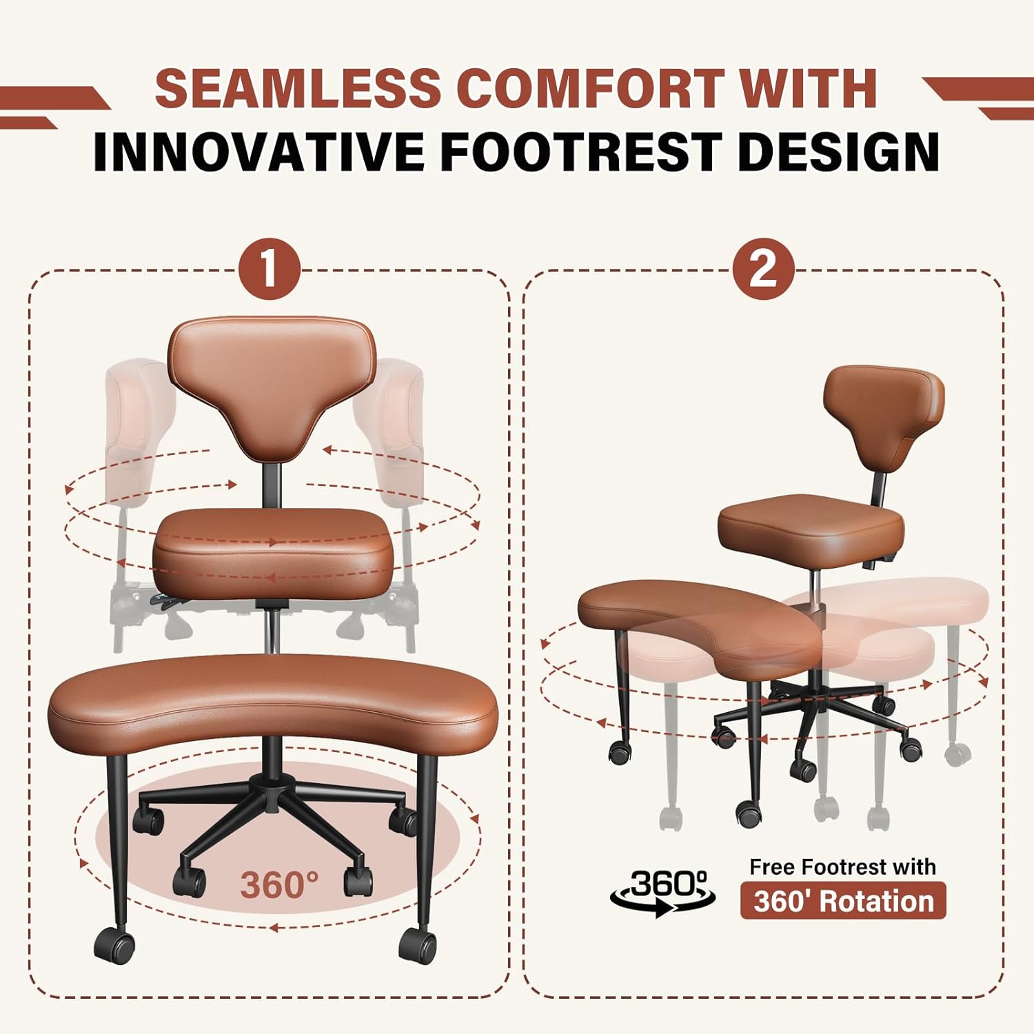 New Meditation CrossLegged Chair,ADHD Chair with Height Adjustable Backrest,4" Extra-Thick Seat Cushion,360 Degree Rotation for Home Offices, Flexible Design for Fidgety Sitters,Brown