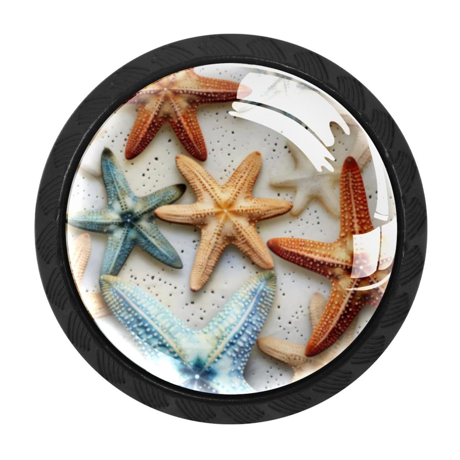 CHENZZZZ 4 Pack Starfish Drawer Knobs Cabinet Knobs Crystal Glass Knobs Pulls Handles for Kitchen Cabinet Hardware Cupboard Door Dresser Wardrobe Home Decor