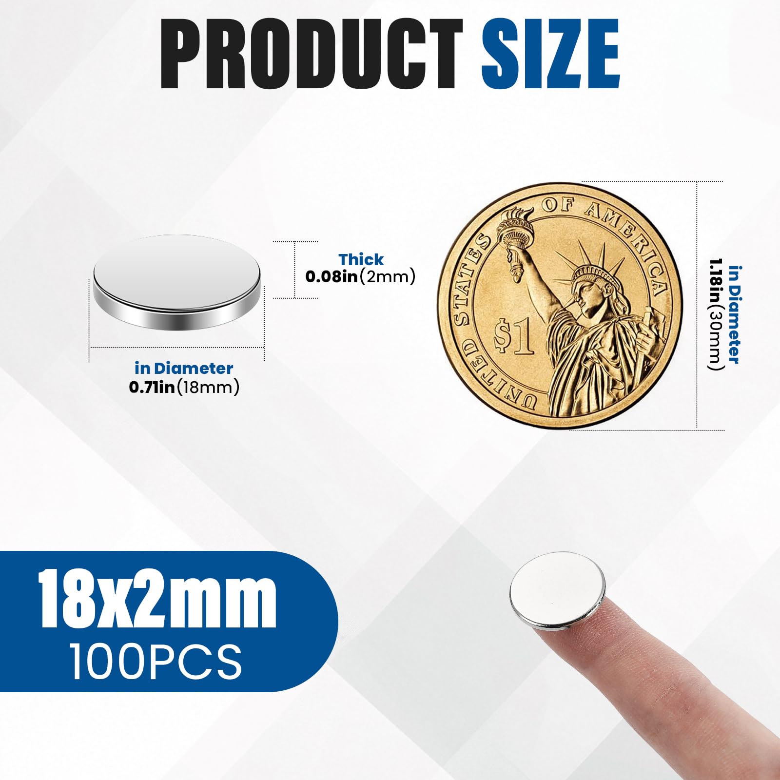 DIYMAG 100 Pack Small Strong Magnets, 18x2mm Rare Earth Magnet — Amazon image 2