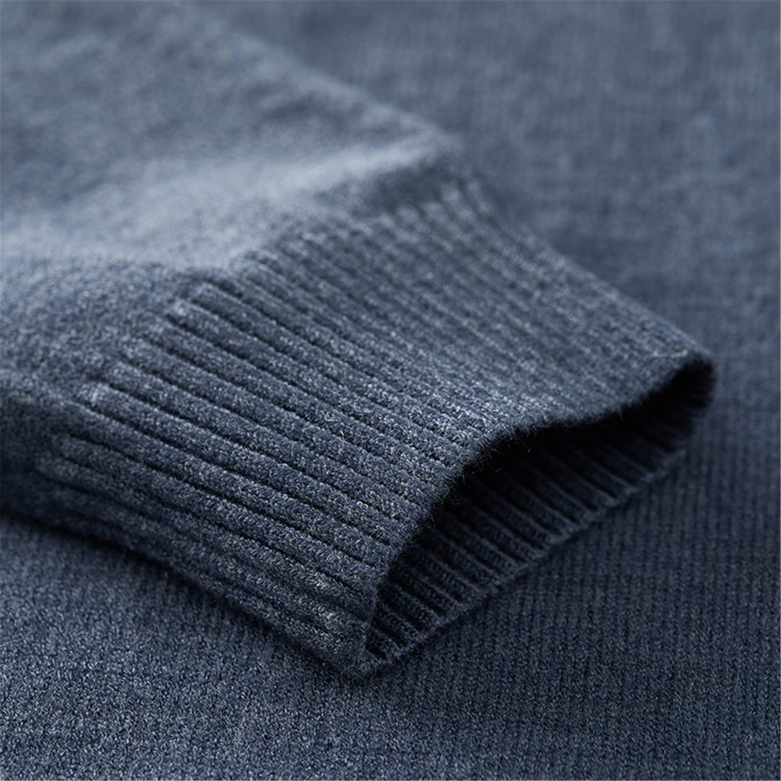 Vogrtcc Suéter de otoño e invierno para hombre, tejido de punto de color sólido para hombre, de manga larga, con cuello en O