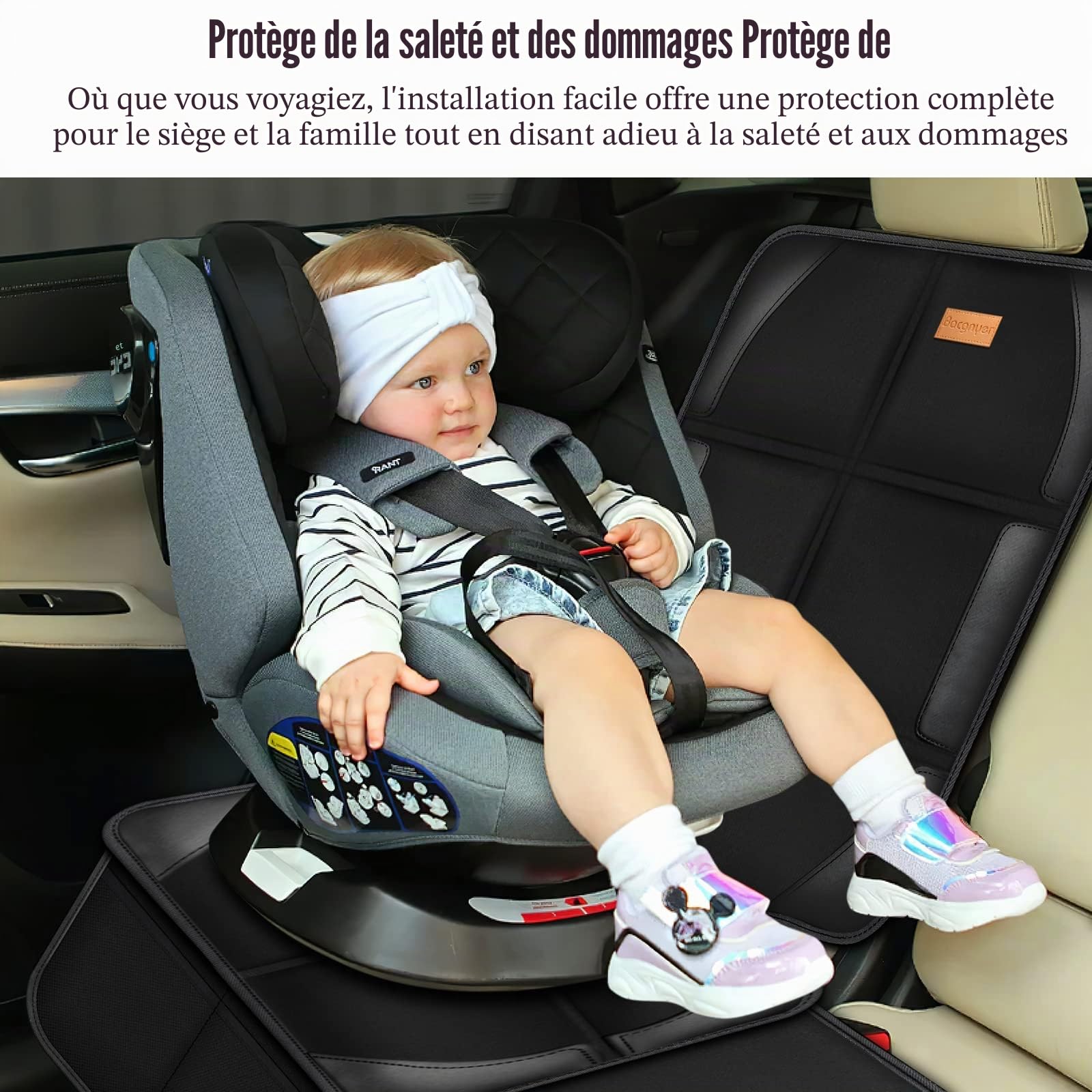 Bacgnyer Protections de SièGe de Voiture, Rembourrage en Tissu 600d éPais, ImperméAble, Durable, AntidéRapant, Protection de SièGe pour Enfants, Convient pour Les BéBéS (Noir, 2 Pièces)
