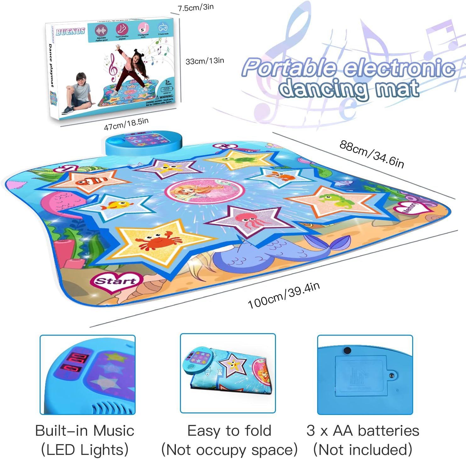 Dance Mat-Electronic Musical Dance games Toys for 3-10 Year Old Girls,5 Game Modes, Built-in Music,Adjustable Volume Play Mats with LED Lights,Christmas Birthday Gifts for 3 4 5 6 7 8 9+Year Old Girls : Toys & Games