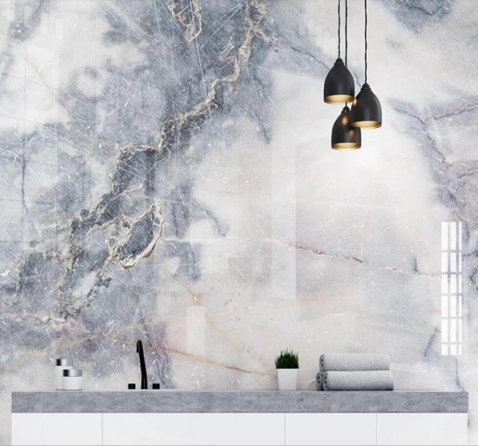 Tzxztt Three Dimensional Unique Art White Marble Modern 3D Wallpaper Premium Textured Silk Neutral Tones Material Ideal for Living Room Bedroom-350cm×256cm