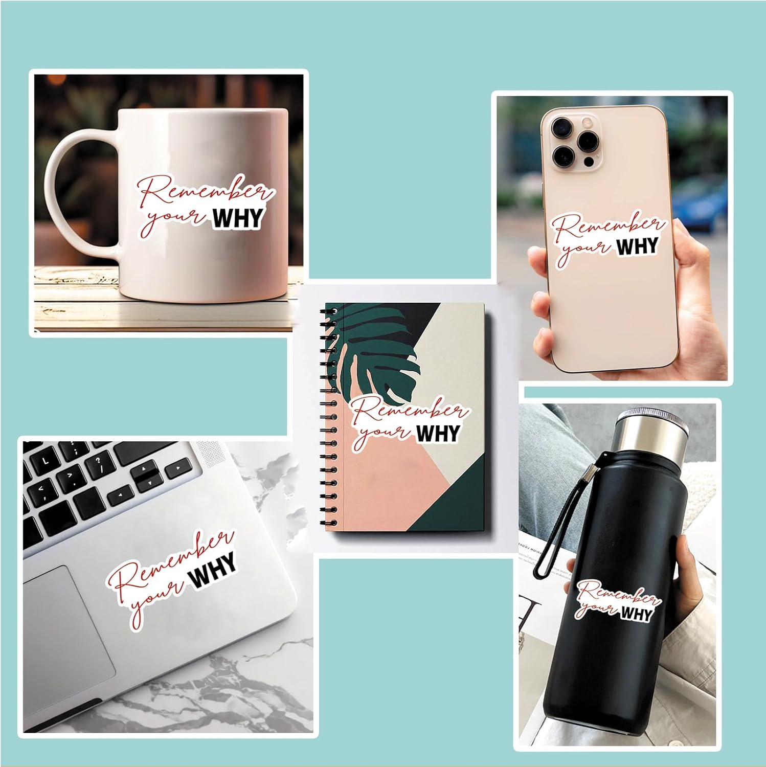 (3Pcs) Remember Your Why Sticker Motivational Quotes Stickers Decal Waterproof Vinyl Stickers Adult for Laptop Kindle Car Tumbler Water Bottle Mug Phone Notebook Helmet - Size 3”x2.4” - Image 3