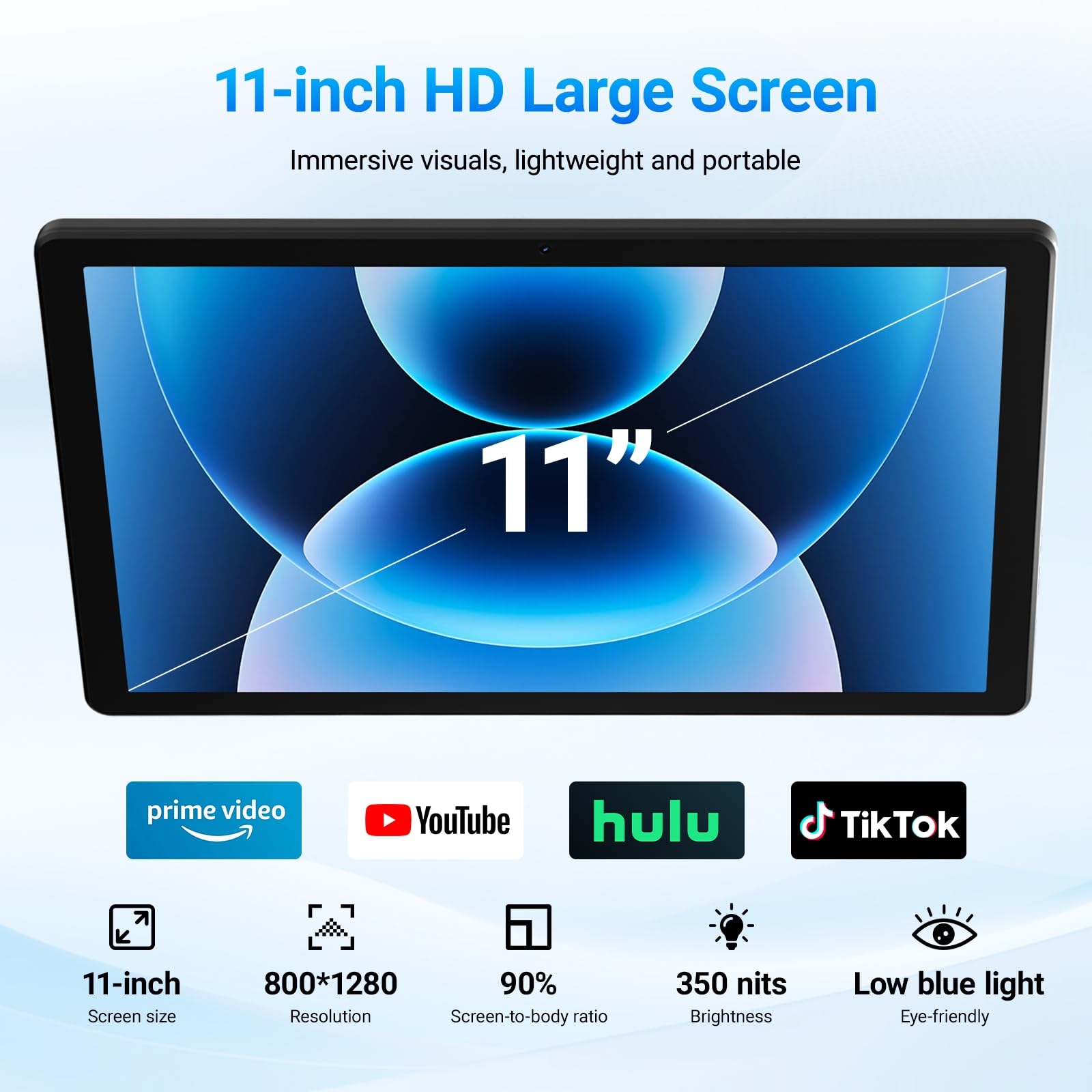 Tablet 11 Zoll, Android 16 Tablet mit 20GB RAM 64GB ROM/1TB TF, 7800mAh Akku, 5G WiFi, Widevine L1, Bluetooth 5.4, 1080P Display, 5MP+8MP Kamera, OTG, Schwarz
