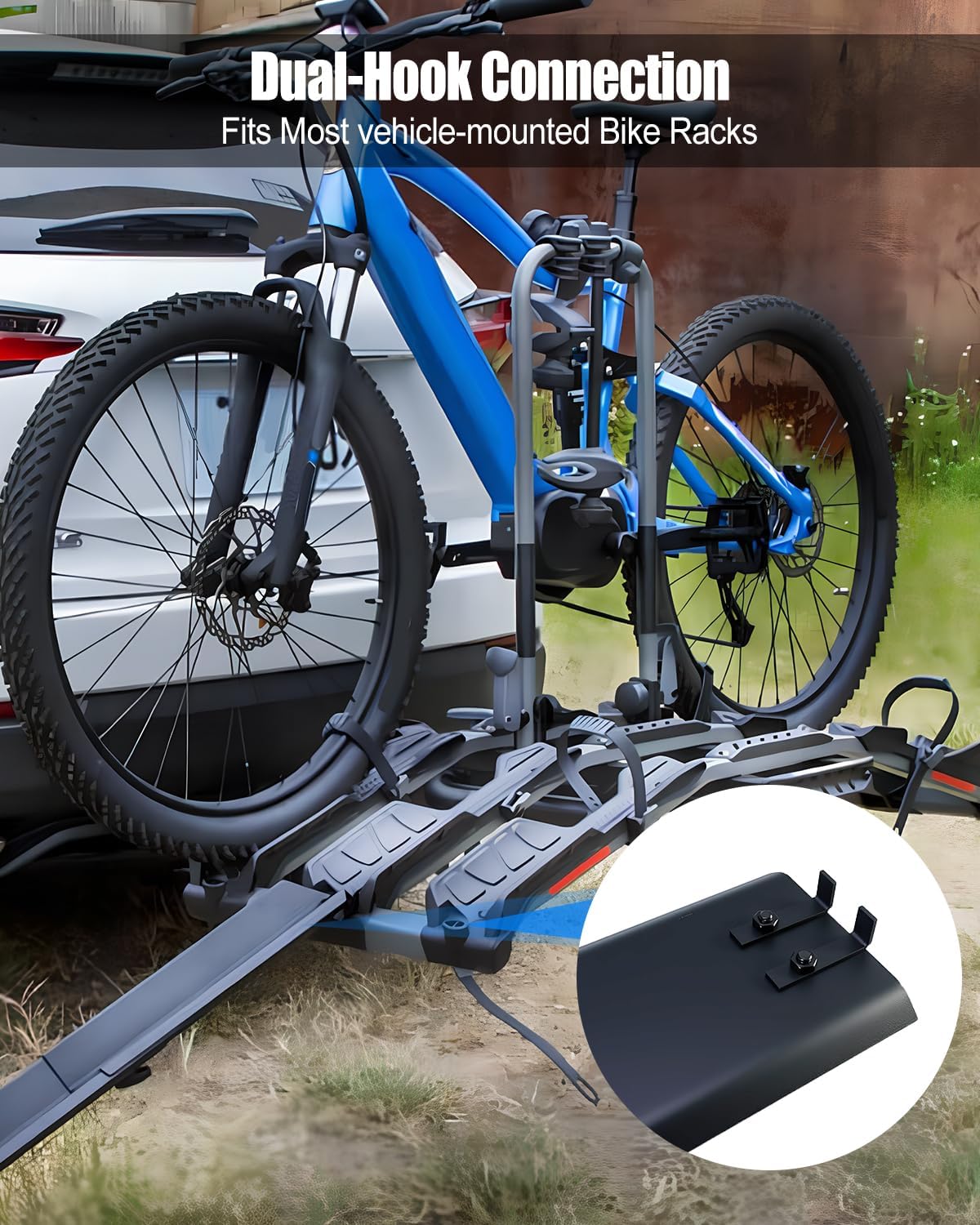 Heavy Duty Bike Rack Loading Ramp Compatible with Various Car-Mounted Bike, Foldable E-Bike Ramp Suitable for Mountain Bikes, Road Bikes and Mopeds