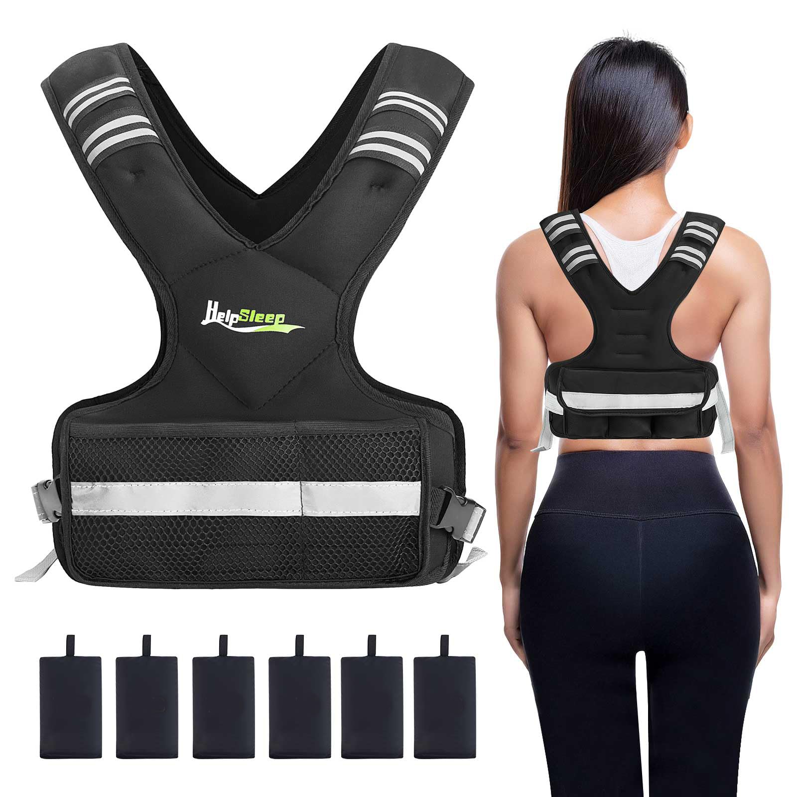 Adjustable Weighted Vest for Men Women, 4-10lb/12-18lb/20-32lb Vest with 6 Ironsand for Weights Running Workout and Training, Adjustable Body Weight Vest Exercise Set for Running, Walking