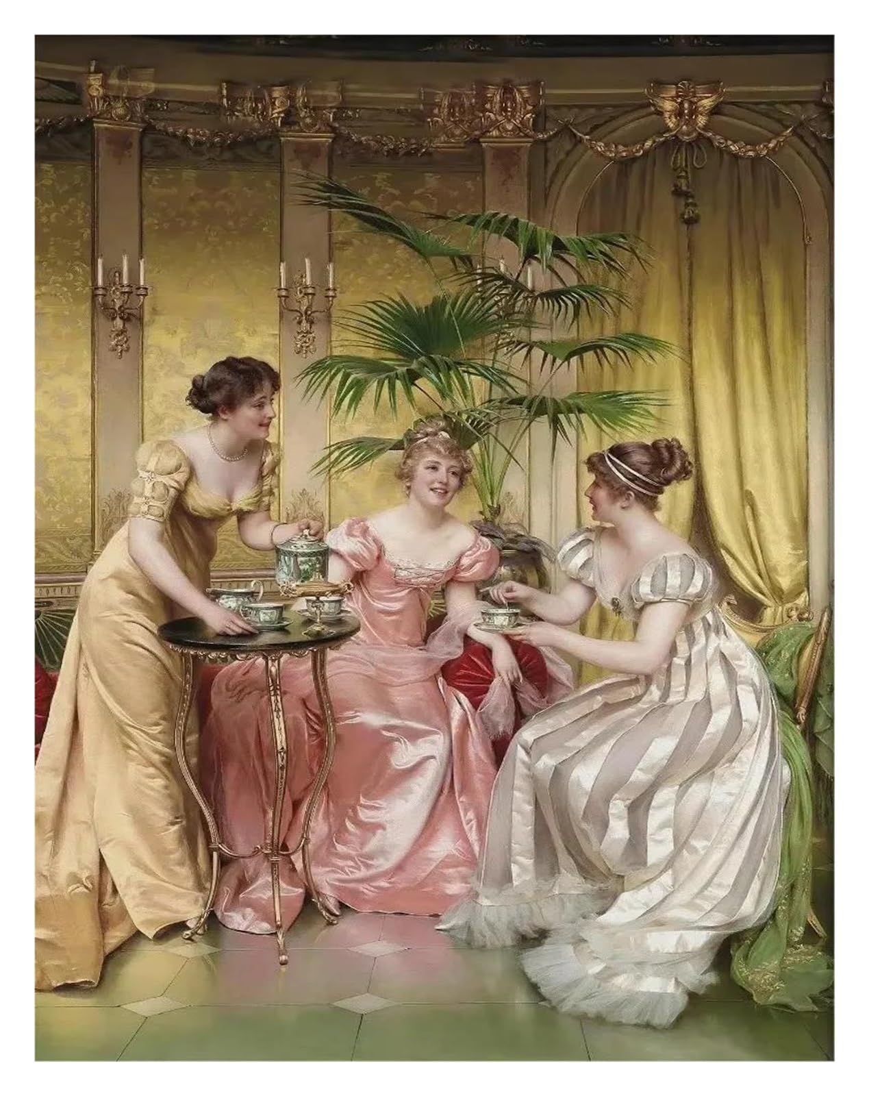Toile portraits de femmes pour décoration salon style rétro