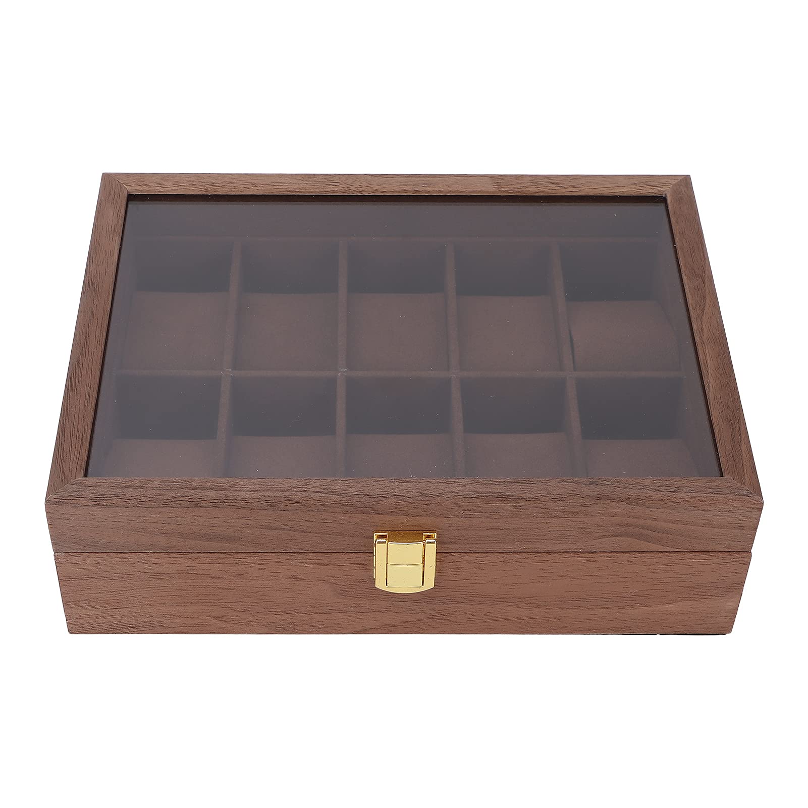 Caja para Relojes con Tapa Transparente y 10 Compartimentos para Almacenamiento de Joyas y Relojes, Terciopelo Cuero PU de Primera Calidad, 26,5 X 20 X 8 Cm