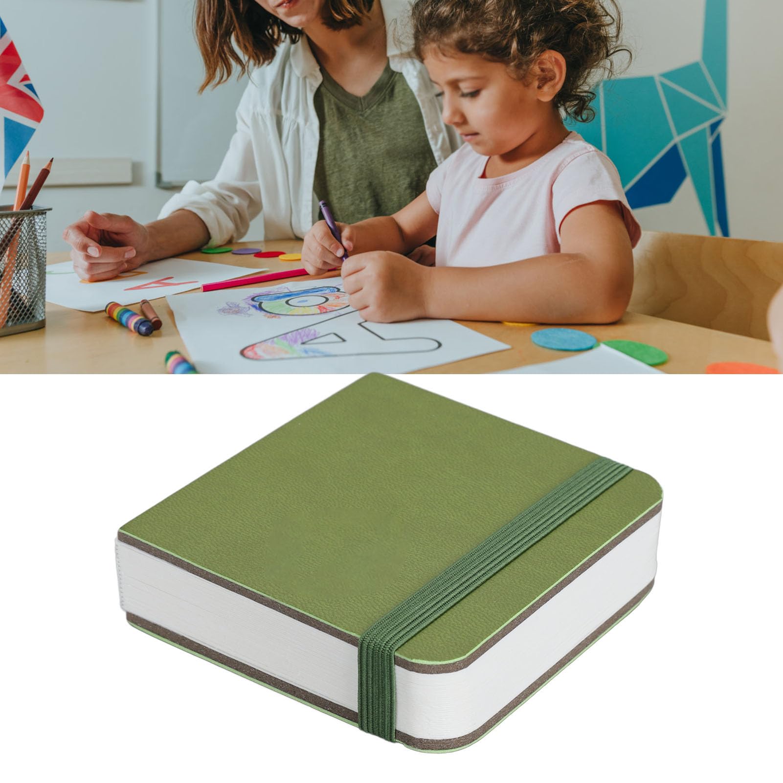 Wakects Notatnik Akwarelowy Artysty, Papier 300GSM, łatwy do Ułożenia na Płasko, 30 Kartek do Malowania i Bazgrania (GREEN)