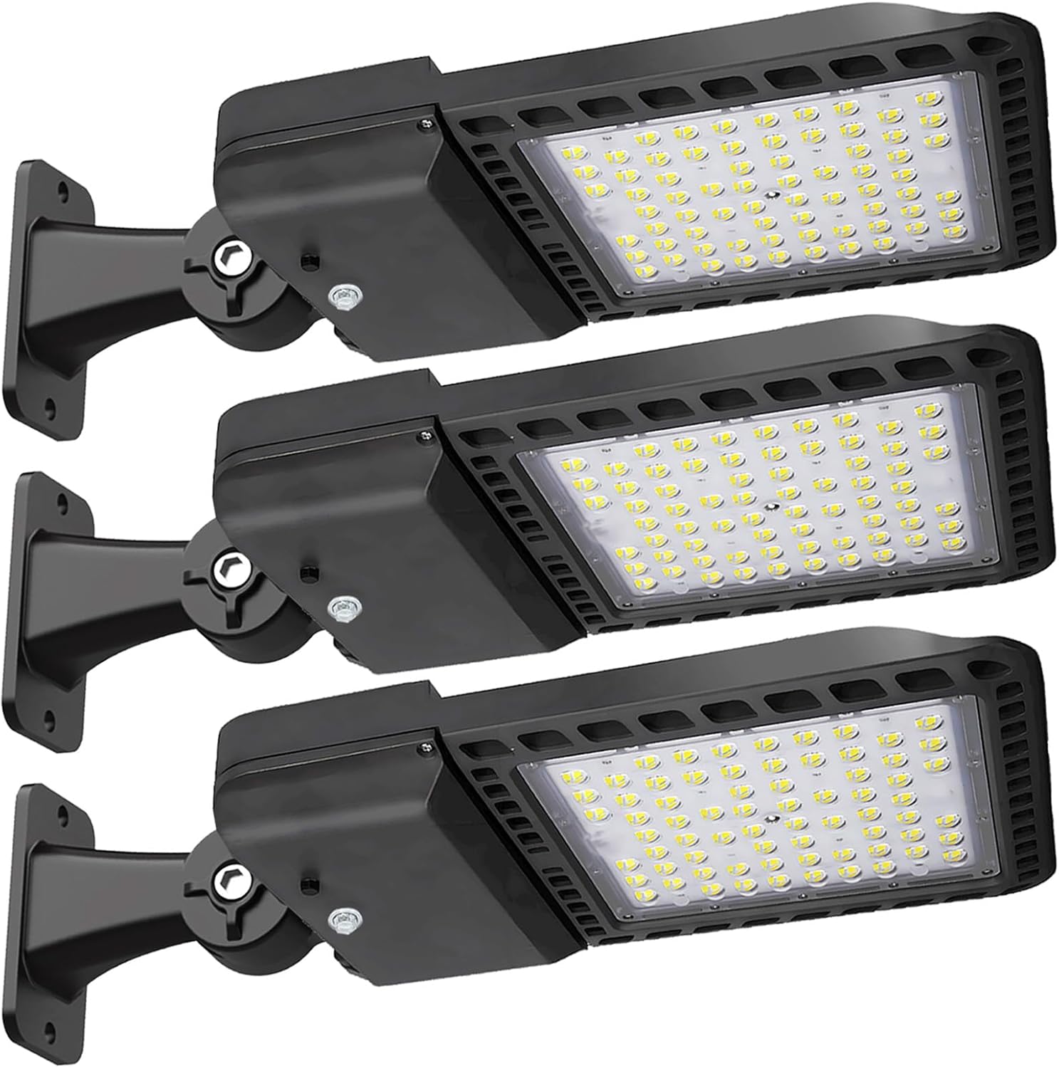 300W LED Parking Lot Light with Dusk to Dawn Photocell, Adjustable Arm Mount, 39000LM 5000K Shoebox Light LED Area Lamp,100-277V IP65 Street Fixture Wall Mount for Yard, 3PACK, ETL Listed