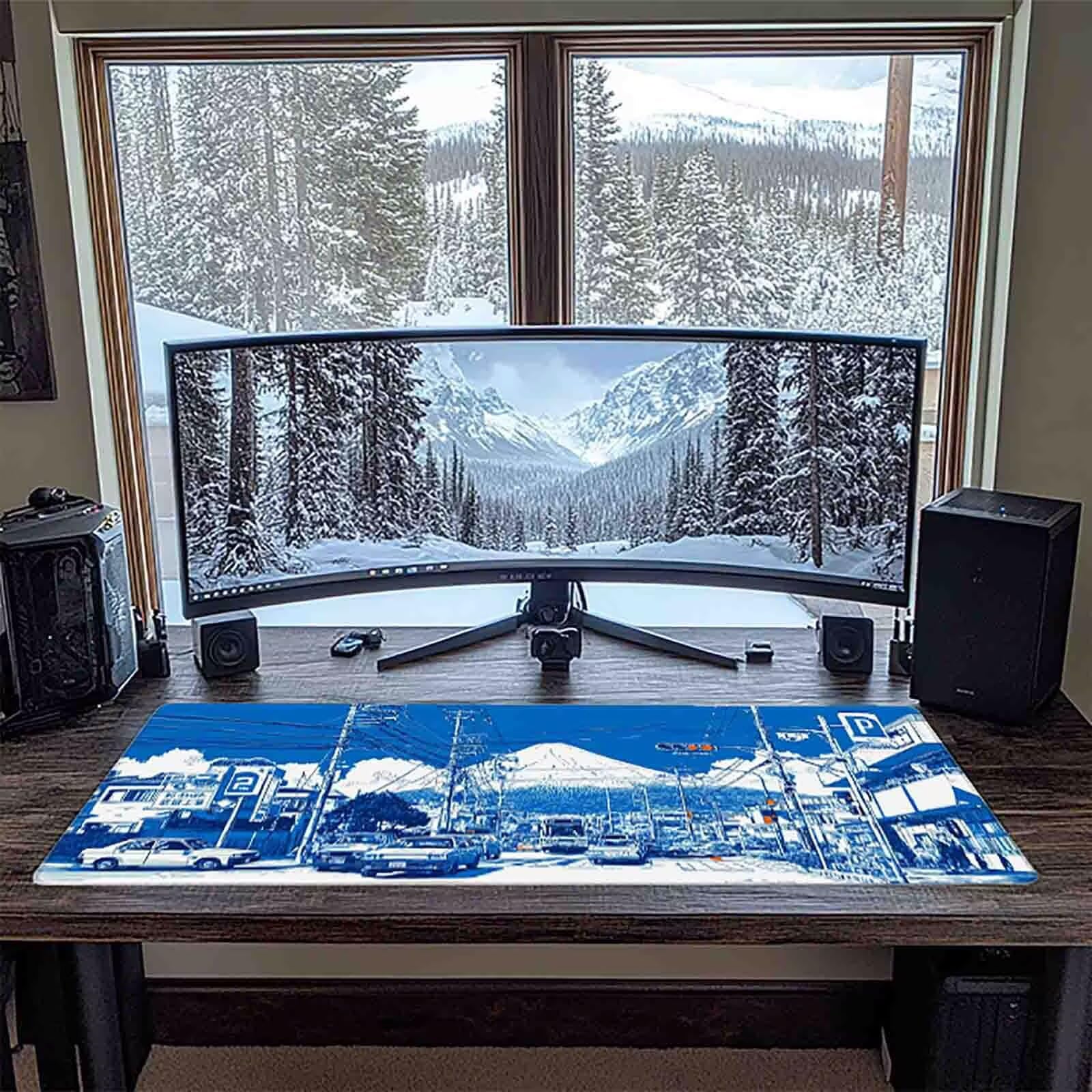 Tappetino Mouse XXL 1000x500mm Blu Mousepad Monte Fuji Tappetino Scrivania Grande, con base in Gomma Antiscivolo, Impermeabile Sottomano Scrivania per Computer, Accessori Gaming Mouse Pad 5-1936x