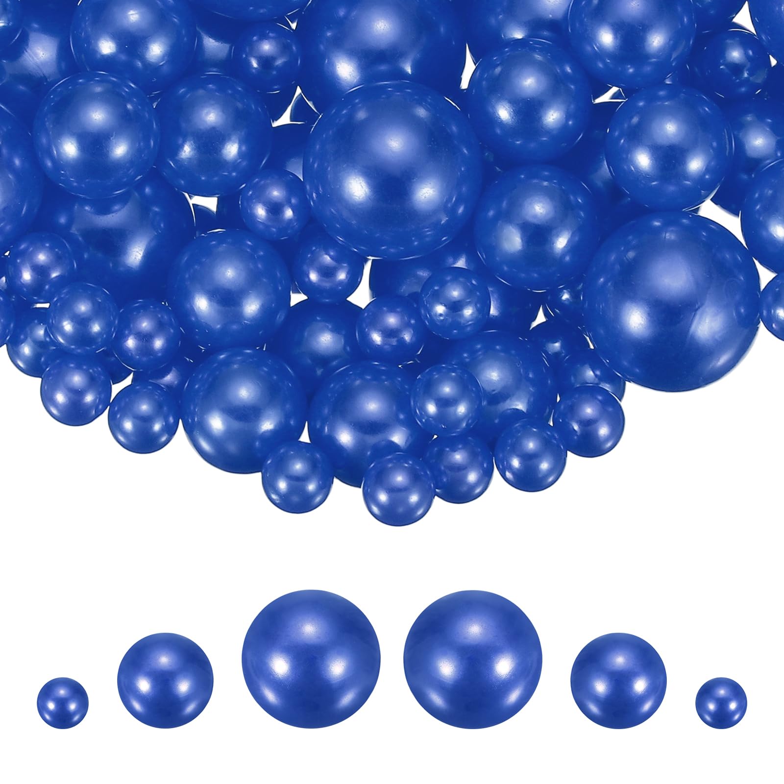 sourcing map 100Pcs Faux Pearl for Crafting, 8/14/20mm No Hole ABS Round Pearls for Vase Fillers Jewelry Making Vase Filler Cosmetic Boxes Home Decor DIY Parts Table Scatter, Blue