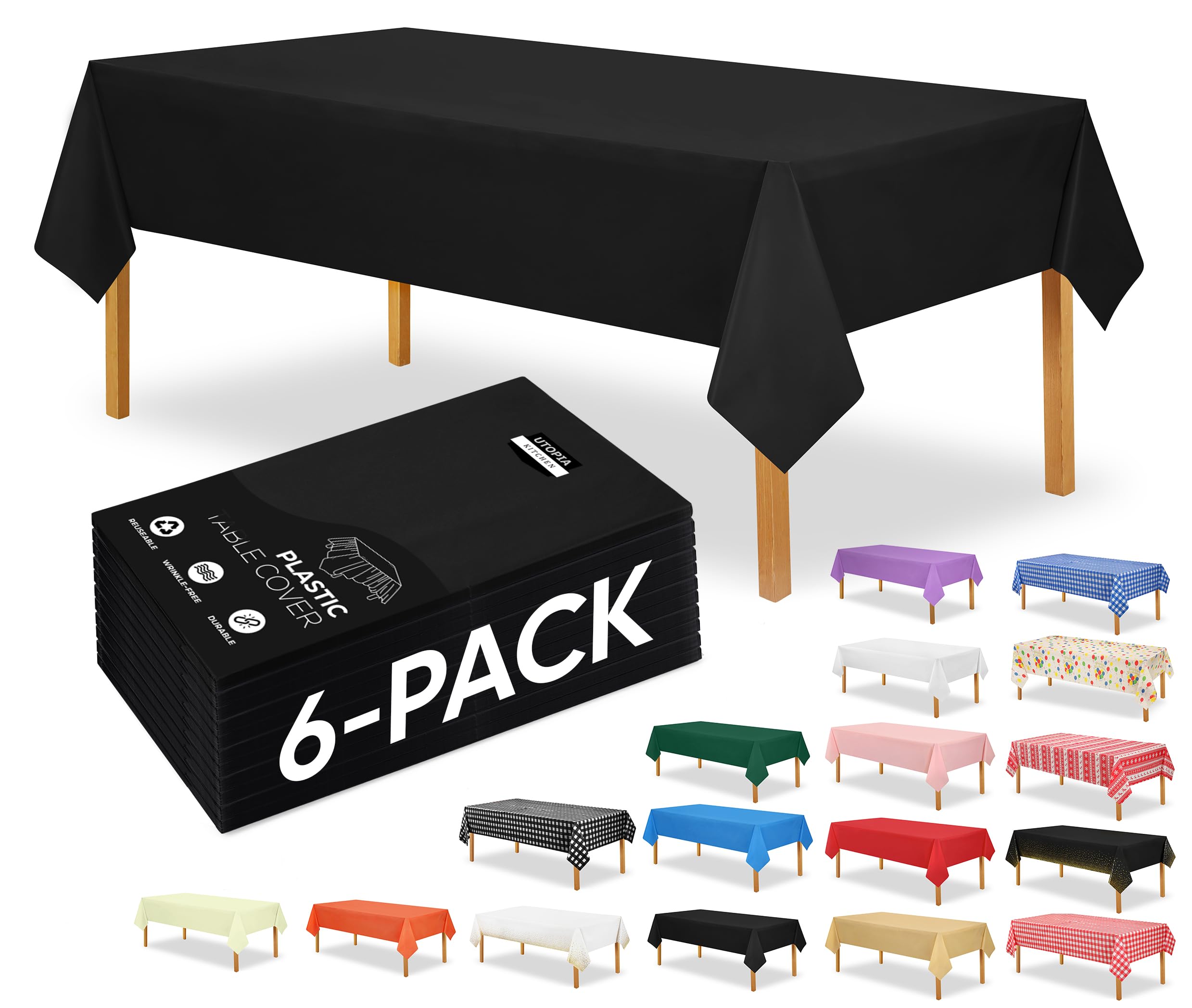 Amazon.com: Utopia Kitchen Plastic Table Cloth Disposable (6 Pack ...