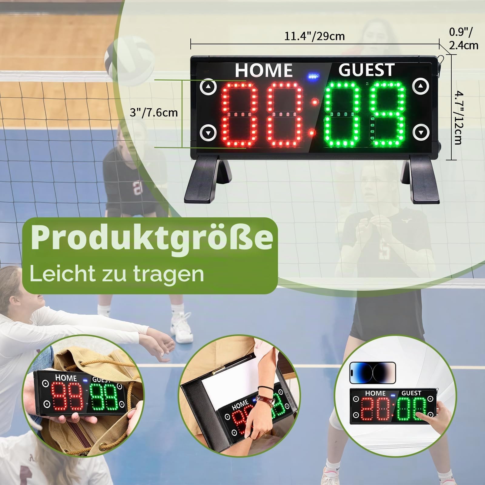 YZ 3-Zoll Digital Anzeigetafel, Helles Touchscreen Scoreboard, Tragbares Elektronisches Scoreboard mit Fernbedienung, Outdoor Sport Punktezähler für Fußball, Basketball & Verein