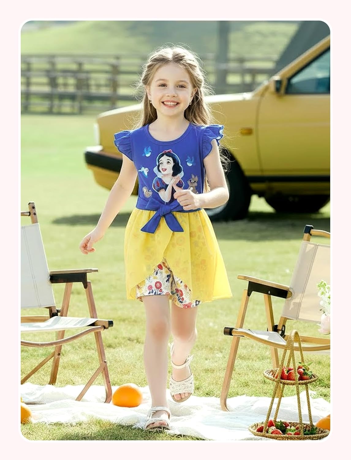 Disney Princess Frozen Elsa Minnie Mouse Stitch Toddler Girl Romper With Skirt Overlay Summer Jumpsuit with Bow 2-6 Years - Image 3