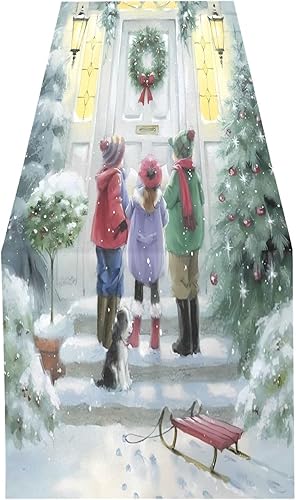 Miniatura 1 de Camino de mesa de casa blanca de Feliz Navidad, camino de mesa de otoño para decoración de escritorio, camino de mesa de Navidad, 72 pulgadas de