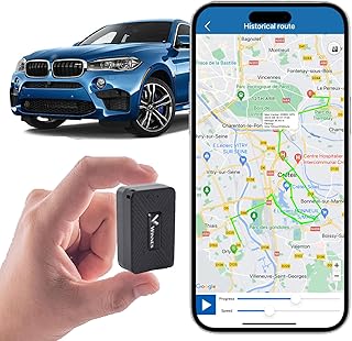 Mini Traceur GPS avec Micro pour Voitures,Motos,Camions,Enfant,Magnétique Tracker GPS avec Suivi en Temps réel pour France/Europe/Afrique/Asie/Amérique du Sud