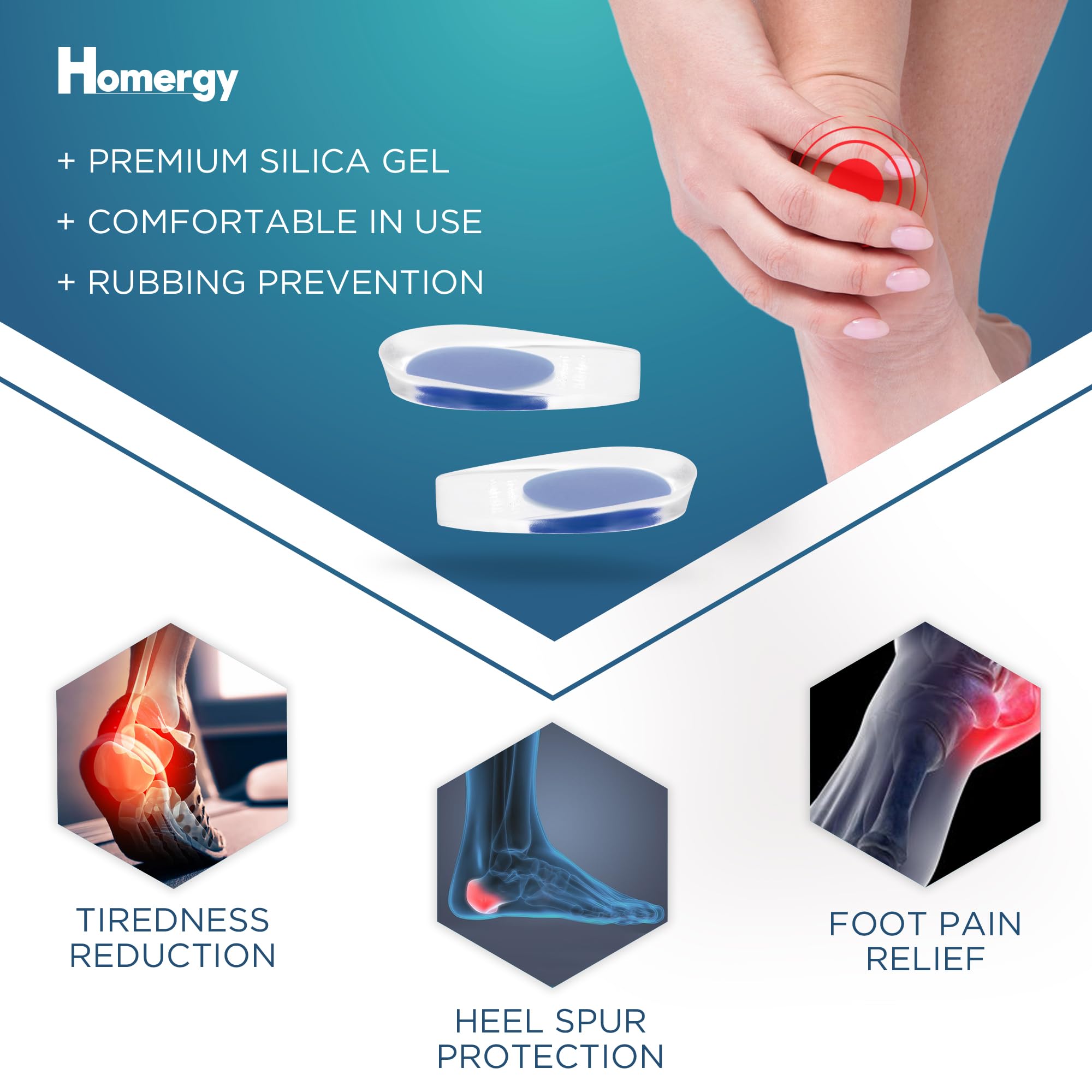 Taloneras de silicona de gel de 220 libras, paquete de 2 talones para tendinitis de Aquiles, inserciones de cuña para fascitis plantar, espolón óseo, alivio del dolor de pies, plantillas acolchadas