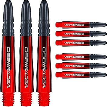 Winmau Dart Shaft - Vecta Blade360 Polycarbonate Dart Stems - 1 Set per Pack 3 Darts Shafts in Total - Professional Darts Accessories - Red & Black Blade360 Short Shafts