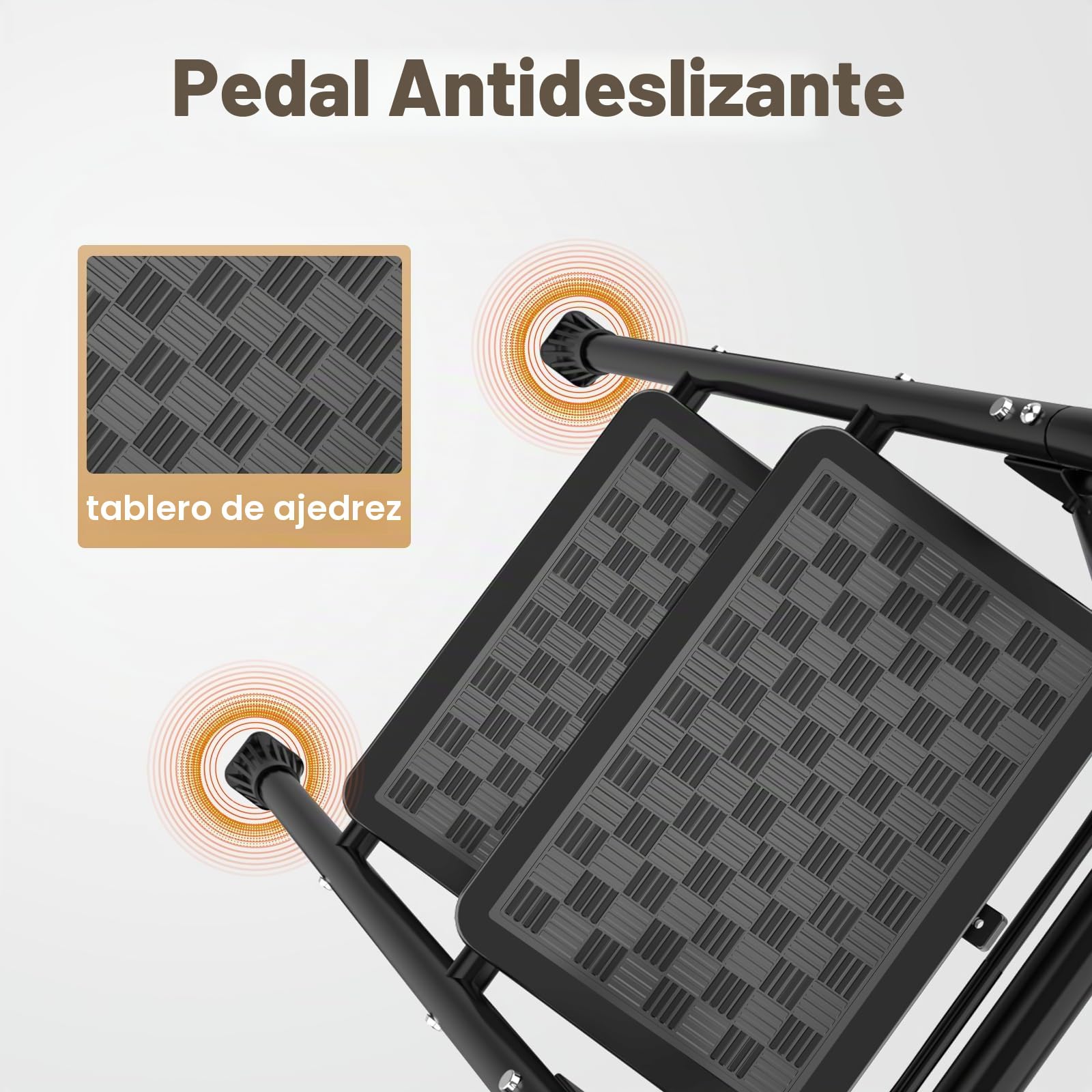HBTower Escalera 2 Peldaños Plegable, Peldaños Antideslizantes con Diseño de Mosaico, Escalera con Asa Acolchada, Ligera y Compacta, Capacidad 150KG