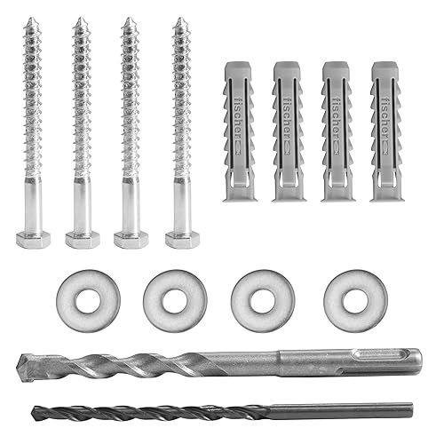 Mount-It! Kit universal de herramientas de montaje para TV, tornillo de retraso y brocas, incluye tornillos, arandelas, anclajes Fischer, broca de