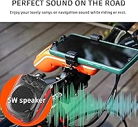 Vista 5 de UPPEL Altavoz Bluetooth para Bicicleta, Soporte Multifuncional para Teléfono de Bicicleta 10 en 1 - Luz LED - Banco de Energía - Bocina de Bicicleta