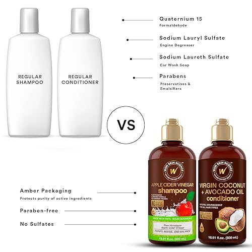 Miniatura 6 de WOW Skin Science - Juego de champú y acondicionador de vinagre de sidra de manzana para hombres y mujeres juego de champú y acondicionador suave