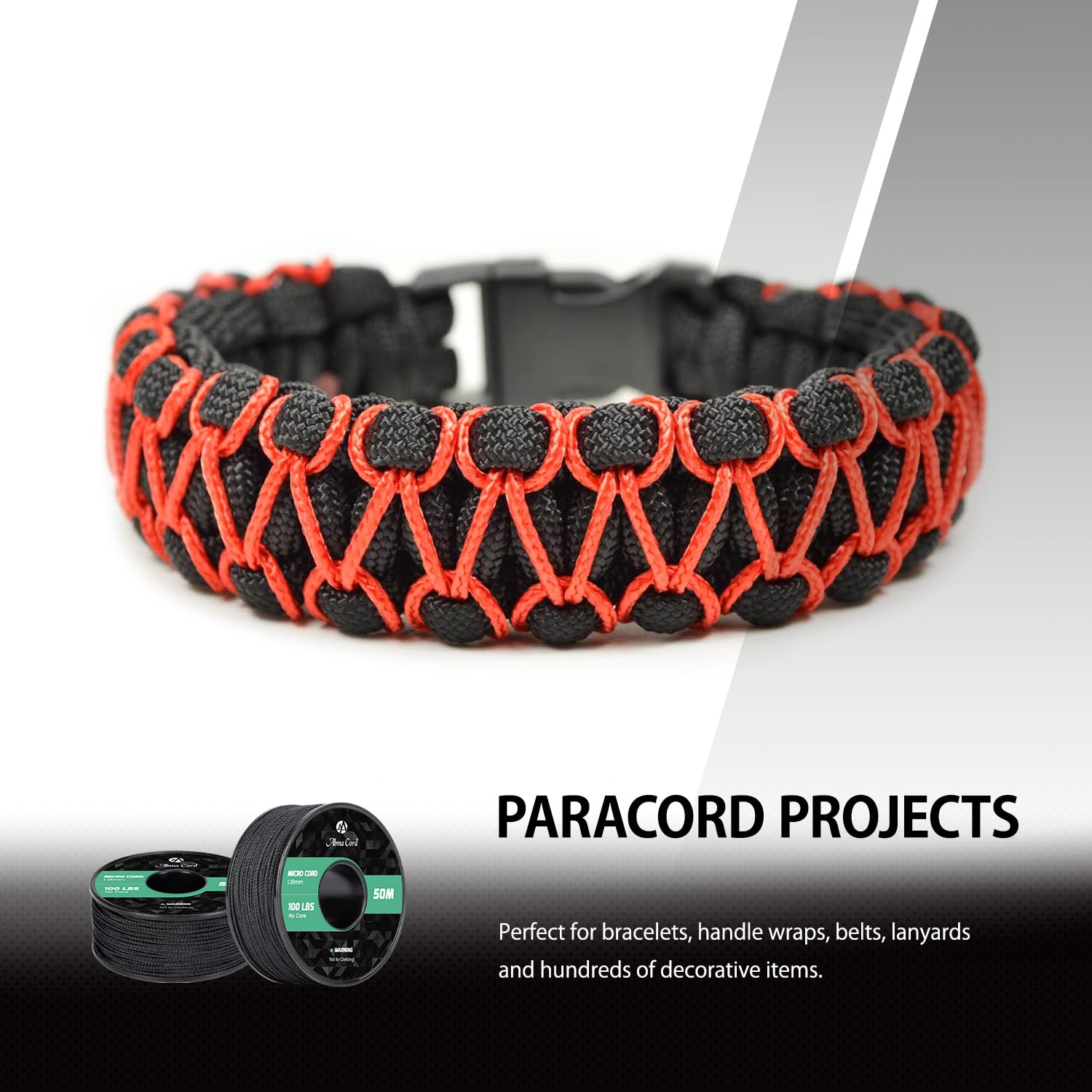 Abma Cord Micro Corda 1,18 mm Corda 50M Bobina - Max. 45kg (100lbs) - Nero