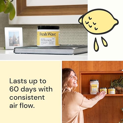 Vista 63 de Fresh Wave - Gel eliminador de olores limón, 15 onzas, absorbedor de olores para el hogar, alivio más seguro del olor, natural, a base de plantas