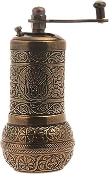 Copper Manual Hand Grinder Mill for Turkish Greek Arabic Coffee Beans & Spice Pepper Salt, Brass