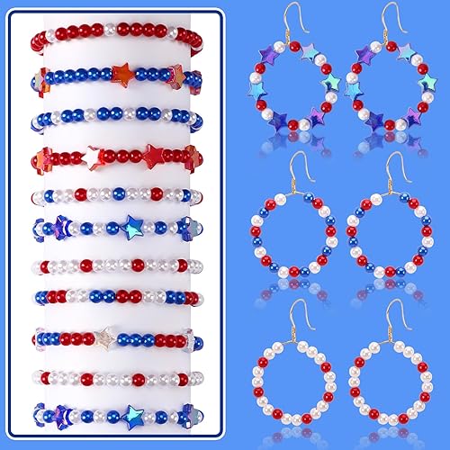 Miniatura 3 de UPINS 1200 cuentas de perlas redondas patrióticas de 0.236 pulgadas (0.236 in), color rojo, blanco y azul, para hacer joyas, decoración de fiesta
