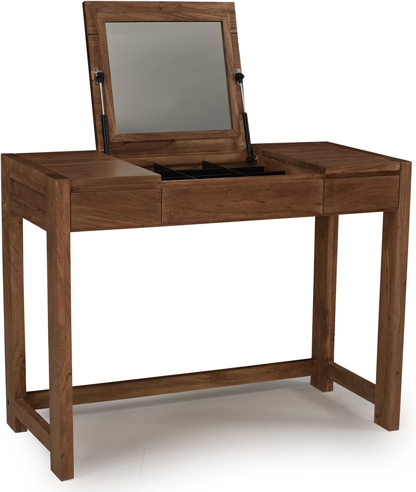 Samara Dressing Table with Hideaway Mirror, Wood, Natural Acacia/Light Brown, 103x45x120.5 cm