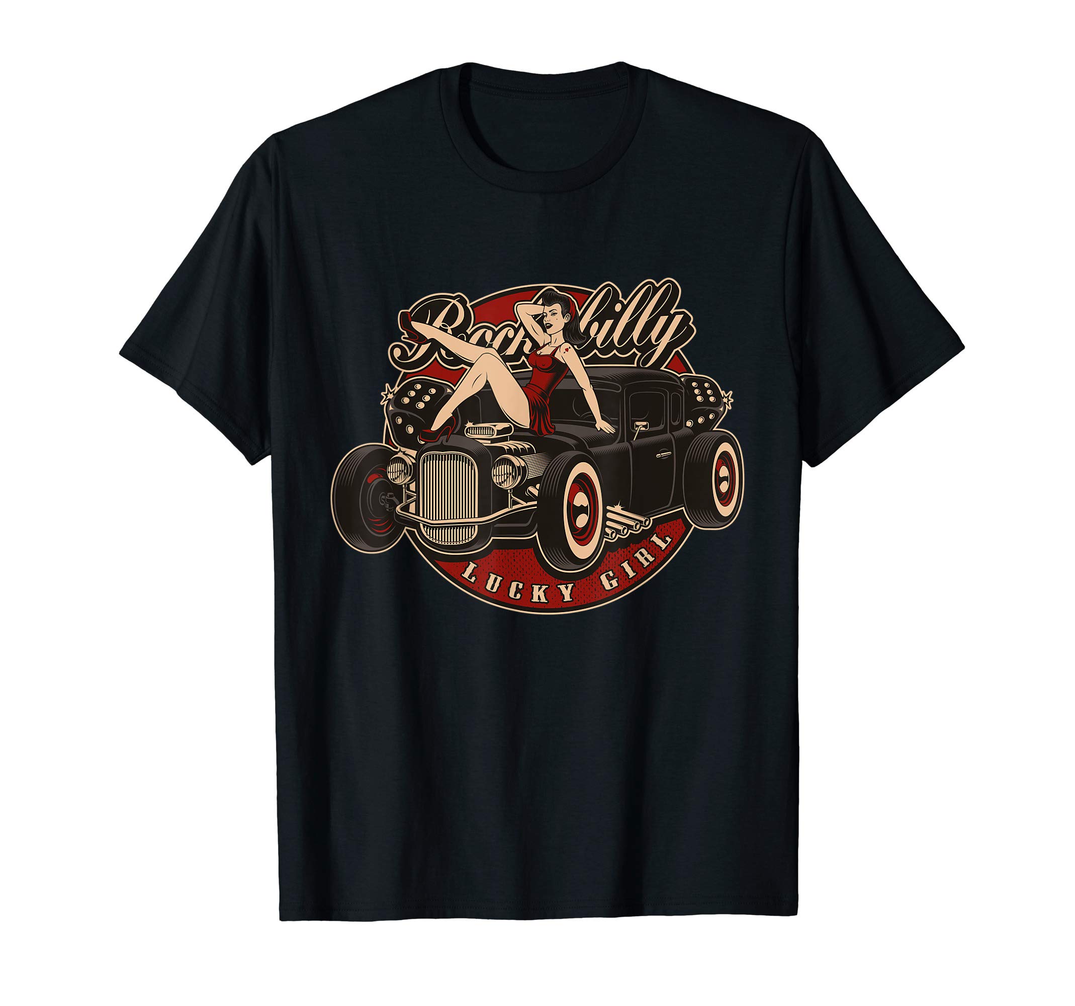 Hot Rod & Oldtimer DesignHot Rod Retro Vintage Vintage Car Rockabilly Lucky Girl T-ShirtOEKO-TEX STANDARD 100