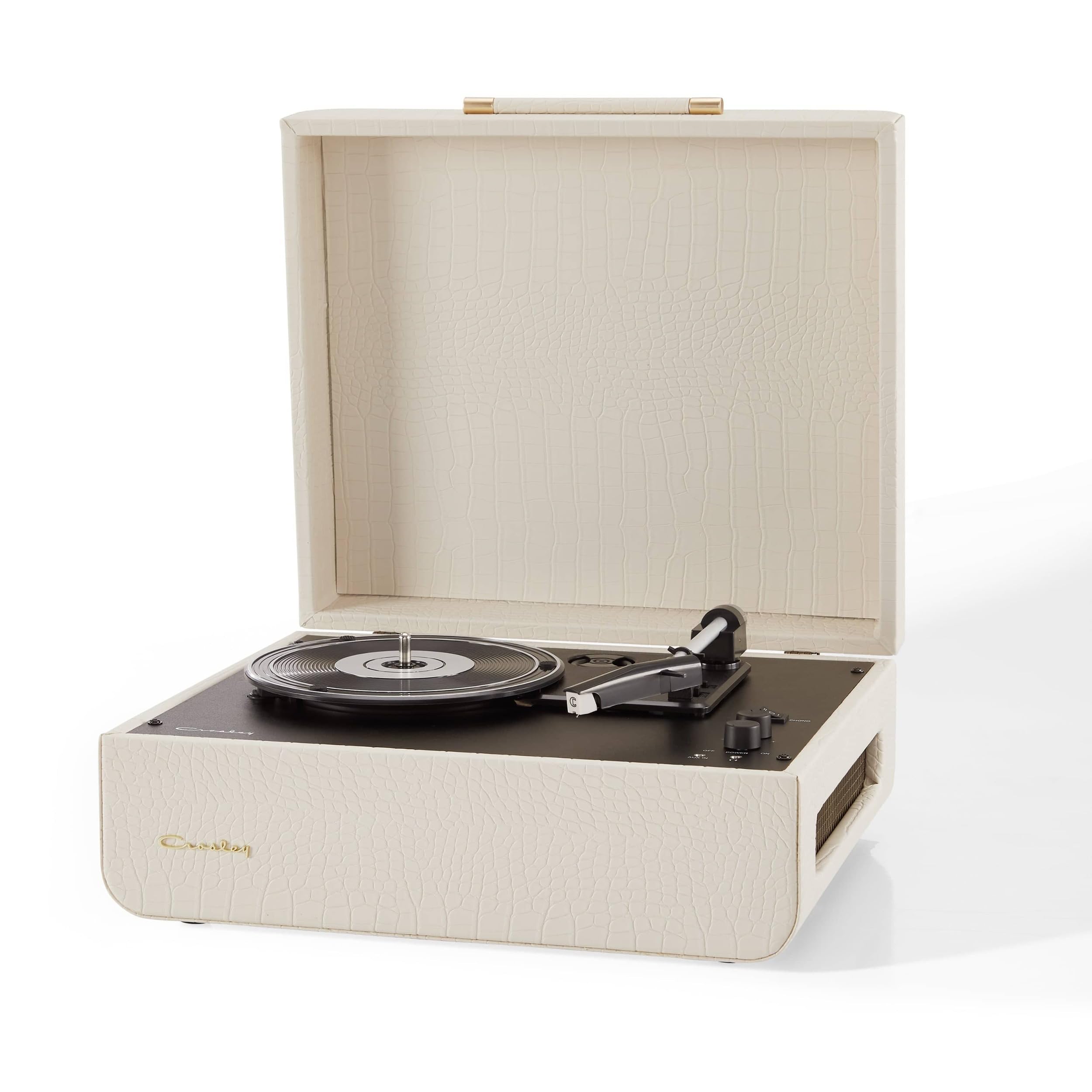 Crosley Mercury Giradischi Vinili con Bluetooth In/out - Giradischi Vintage Design - Lettore di Dischi a 3 Velocità - Per 7", 10" e 12" - Portatile con Custodia Integrata - Crema