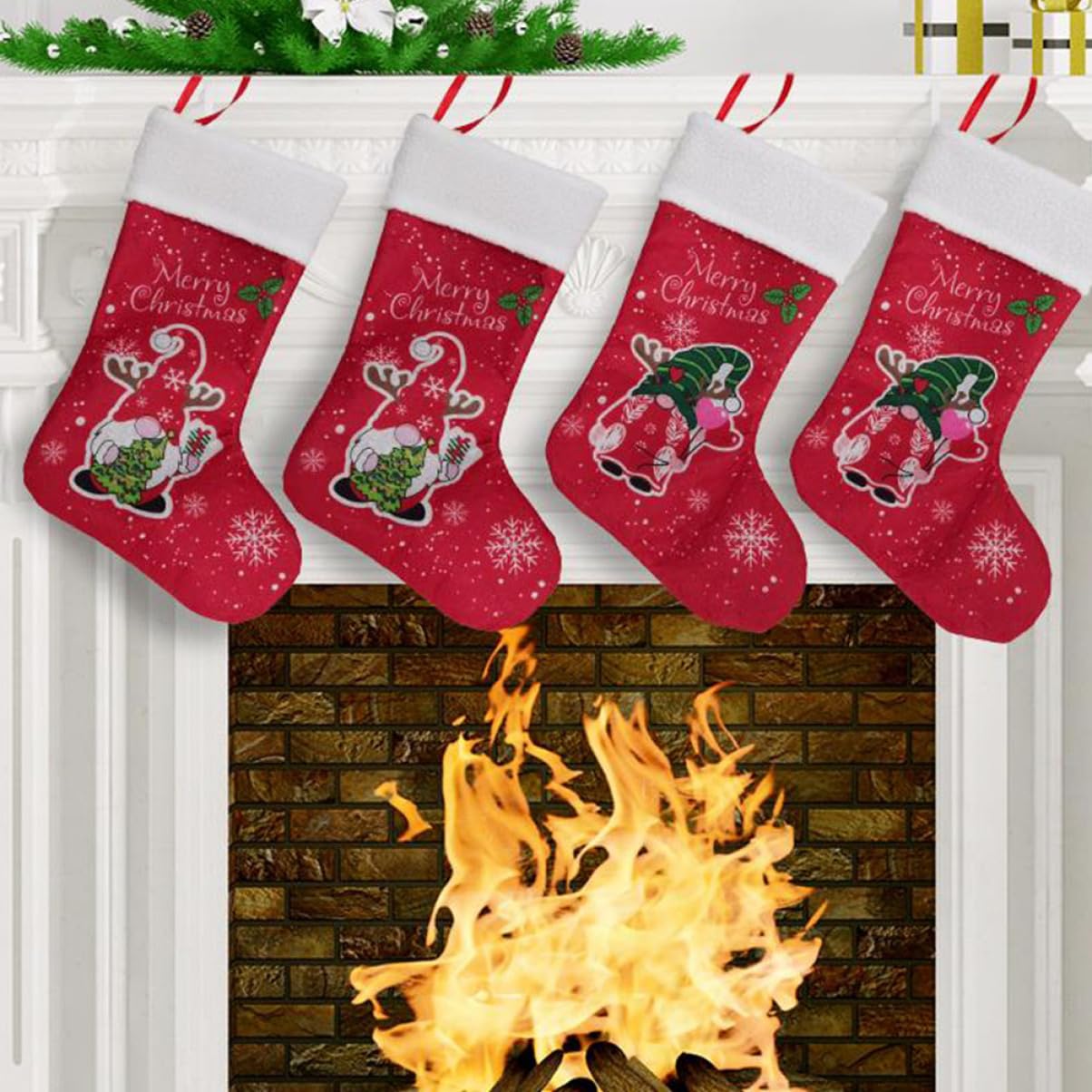 MAGICLULU 6 Sätze Weihnachtsstrumpf-geschenktüte Girlande Baum Weihnachtsstrumpf Mit Füßen Ornamente Mann Plüsch Weihnachten Dekorationen Socke Vliessocken Rot 2 Stück * 6