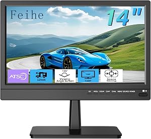Feihe 14 inch Small Kitchen TV—Digital ATSC Tuner, HDMI/USB/TF/Headphone Ports, Remote Control for Kitchen/Bedroom/RV