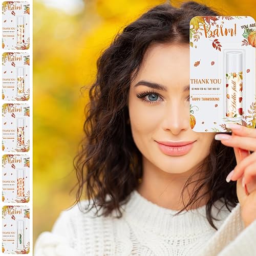 Miniatura 5 de Sacubee 60 unidades de regalos de Acción de Gracias, bálsamos labiales a granel, recuerdos de fiesta, miel, cuidado de labios, 5 estilos,