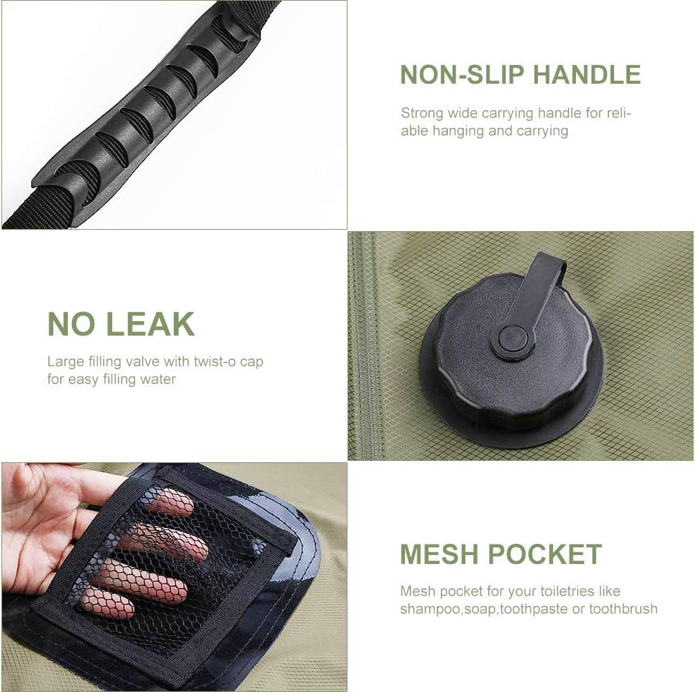 COSWE Solar Shower Bag Portable Shower for Camping Heating Camping Shower Bag 5 Gallons/20L Hot Water 45°C Switchable Shower Head for Camping Beach Swimming Outdoor Traveling Hiking