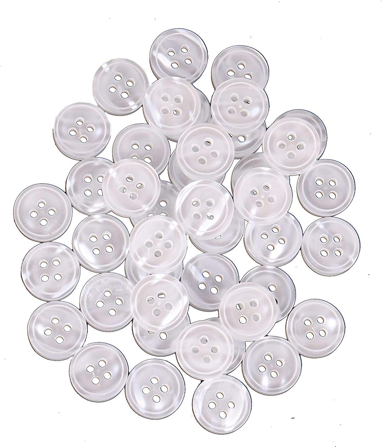 M Fabrics White Shirt Buttons 4 Hole Resin Buttons 11.5mm for Sewing Dress Making Knitting Art and Craft Pack of 50