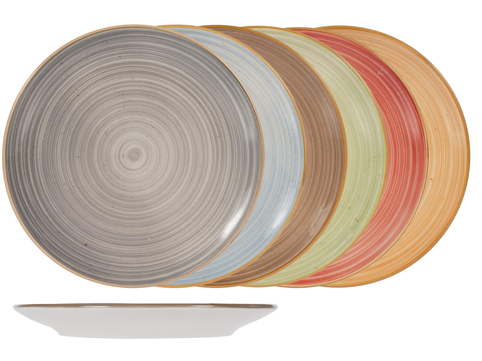 H&H Set Piatti Opera 18 Pezzi in Stoneware - Servizio Tavola Completo, Colori Assortiti, Design Elegante a Spirale