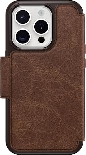 Miniatura 2 de Otterbox Funda Strada Folio Series para iPhone 15 Pro (únicamente), ESPRESSO (marrón), tarjetero, broches a presión a MagSafe, piel auténtica, apta