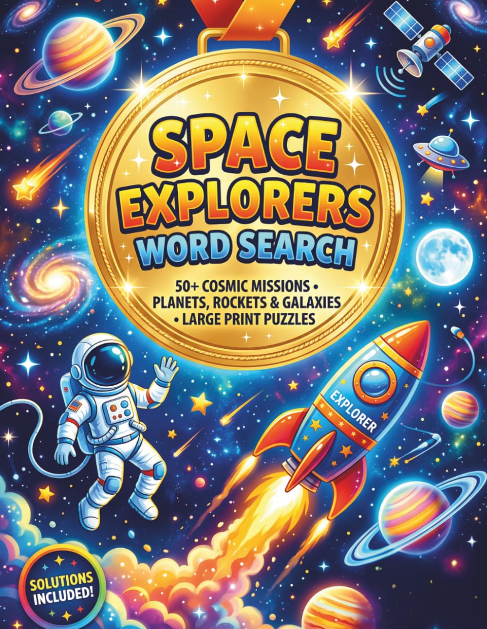 Space Explorers Word Search: Blast Off on Epic Word Adventures! Large Print Puzzles, Solutions Included, Perfect for Space Lovers, Travel, Gifts & Brain Boosting