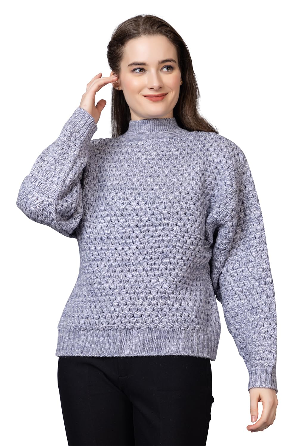 Women's High Neck Pullover Relaxed Fit Sweater for Winter Wear | Full Sleeve 100% Wool Stylish Sweater with Comfort Fit-picture-54