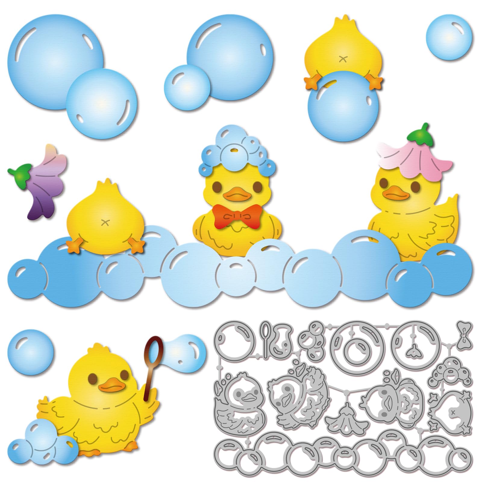 GLOBLELAND Bubbles Duck Cutting Dies for Card Making Bubble Edge Border Metal Die Cuts Duck Bubble Frame Die Cut Dies for Festival DIY Embossing Scrapbooking Paper Crafts Decor โ image 1
