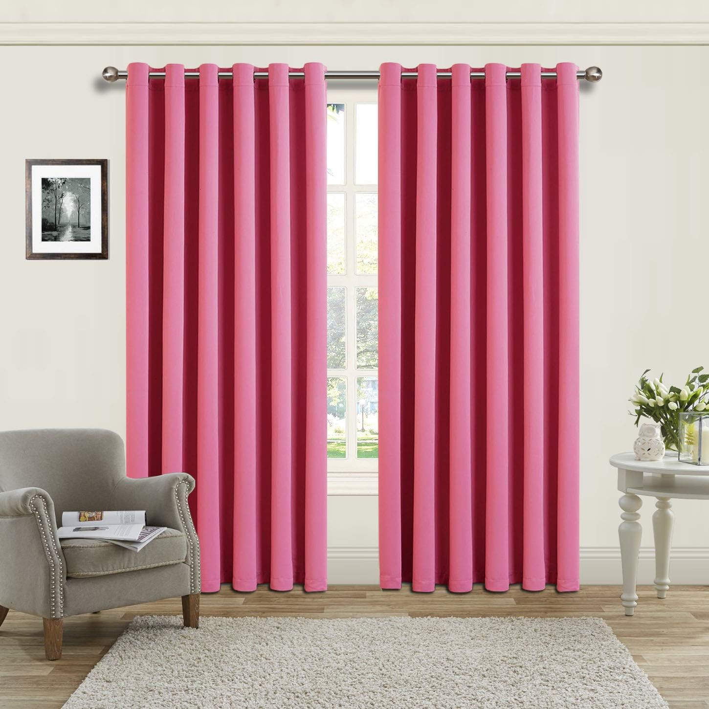 Yorkshire Bedding Pink Blackout Curtain 90 x 108 Bedroom Decor Eyelet Thermal Insulated Door